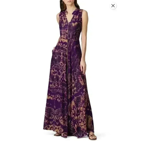 $411 Kahindo Maxi Dress Womens 2 Tie Dye Print Flowy Festival Bohemian Cruise - Picture 1 of 13